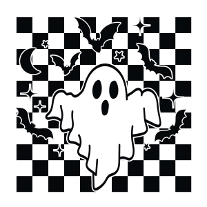 Checkered Ghost SVG File, Checkered Halloween SVG Ghost SVG