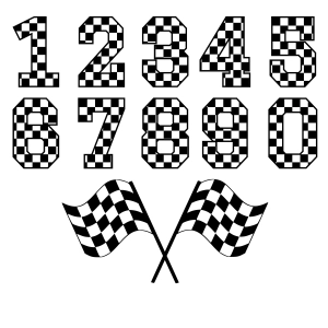 Checkered Numbers SVG, Instant Download Car SVG