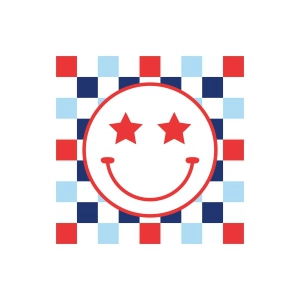 Checkered Smiley Face SVG for 4th of July Designs 4th Of July SVG