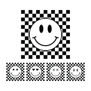 Checkered Smiley Faces SVG, Smiley Face SVG Images, Cricut Smiley Face SVG