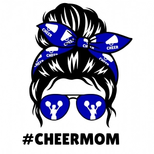 Cheer Mom Messy Bun SVG Cut File, Pom Pom Messy Bun SVG Messy Bun SVG