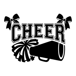 Cheer SVG with Megaphone and Pom Pom, Mascot SVG Cheerleading SVG