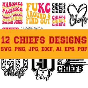 Chiefs SVG Bundle, Kansas City Chiefs SVG Files for Cricut Designs Football SVG