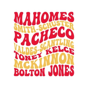 Chiefs Team Wavy SVG, Mahomes SVG Retro Design Football SVG