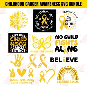 Childhood Cancer Awareness Month SVG, 14 Designs