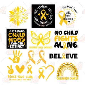 Childhood Cancer Awareness Month SVG, 14 Designs