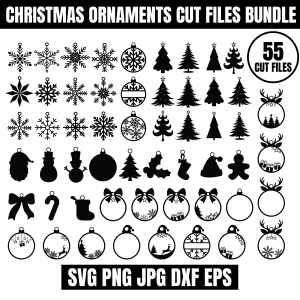 Christmas Ornaments Laser Cut Files – 55 Design Bundle Christmas Ornament SVG