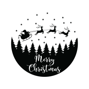 Christmas Scene SVG, Merry Christmas SVG, Winter SVG, Flying Santa Sleigh SVG Christmas SVG