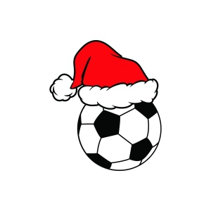 Christmas Soccer SVG Cut File, Christmas Soccer Ball SVG with Santa Hat Soccer SVG