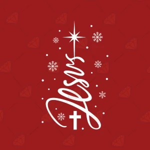 Christmas Tree SVG with Jesus, Trendy Christmas SVG Svg