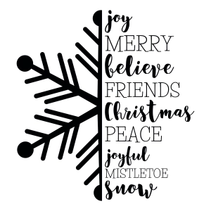 Christmas Words Snowflake SVG, Joy Merry Believe SVG Digital Download Snowflake SVG