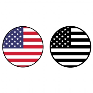 Circle USA Flag SVG Vector File, Circle Black US Flag SVG Cut Files 4th Of July SVG