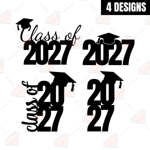 Class of 2027 SVG Bundle, 4 Graduation Cap SVG Designs