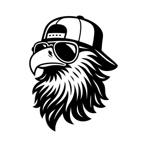 Cool Bald Eagle SVG with Shades and Hat Drawings
