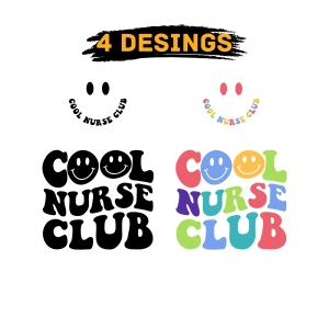 Cool Nurse Club SVG Bundle, Trendy Retro Nurse SVG Files Nurse SVG
