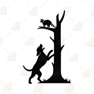 Coonhound Treeing Raccoon SVG