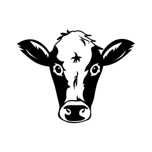 Cow Face SVG Cut File, Cow Face Silhouette Cow SVG