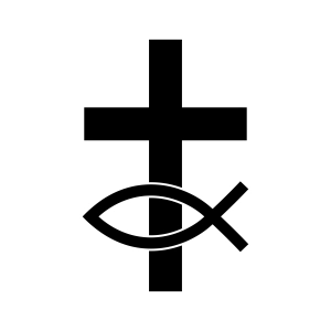 Cross with Jesus Fish SVG, Christian Faith Symbol Cut File