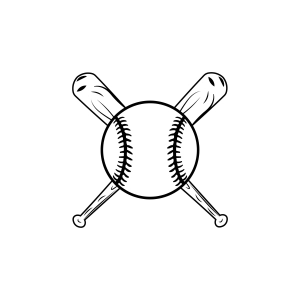 Crossed Bats with Baseball SVG, Cut File Baseball SVG
