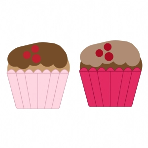 Cupcake Cherry SVG Cut Files, Cupcake Bundle Digital Download Snack