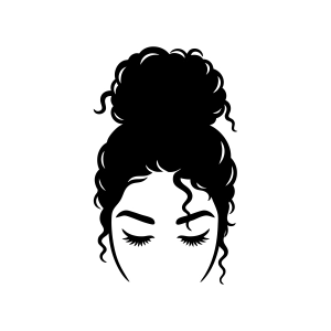 Curly Hair Messy Bun SVG Messy Bun SVG