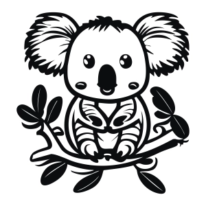 Cute Baby Koala SVG, Sitting Baby Koala On A Branch SVG Wild & Jungle Animals SVG