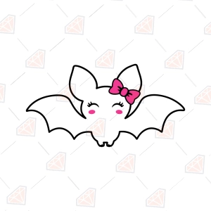 Cute Bat with Bow SVG, Coquette Halloween Bat
