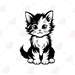Cute Black Cat SVG, Cute Kitten Cut File