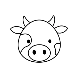 Cute Cow Face Outline SVG Cut File Cow SVG
