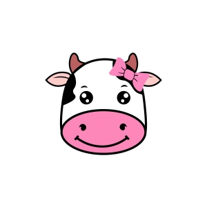 Cute Cow Head with Bow SVG, Clipart File Cow SVG