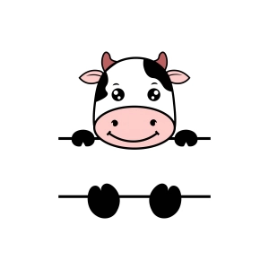 Cute Cow Monogram SVG, Baby Onesie Cow SVG