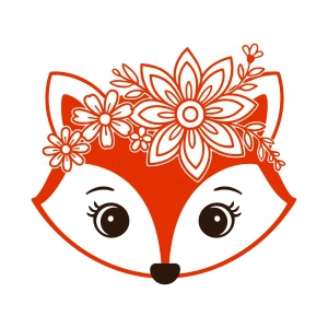 Cute Floral Fox SVG, Girl Fox Face SVG Wild & Jungle Animals SVG