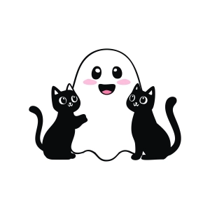 Cute Ghost with Cats SVG, Cute Halloween Ghost SVG Ghost SVG