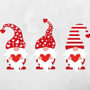 Red Cute Gnomes SVG, Three Gnomes SVG Valentine's Day SVG