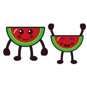 Cute Kawaii Watermelons SVG Files, Cute Watermelon Instant Download Cartoons