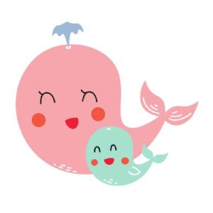 Cute Mother and Baby Whales SVG, Whales Vector Instant Download Sea Life and Creatures SVG