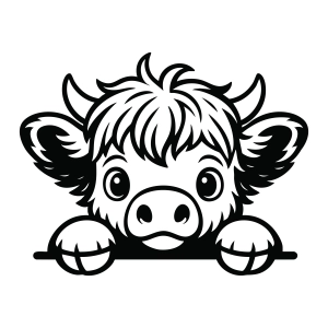 Cute Peeking Highland Cow SVG, Highland SVG Cow SVG