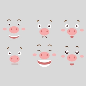 Cute Pig Faces SVG Clipart Files, Pig Faces SVG Farm Animals SVG