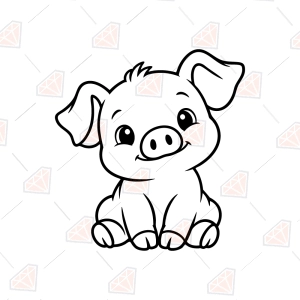 Cute Pig Outline SVG – Pig Line Art Cut File