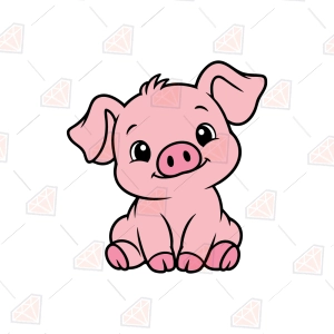 Cute Pig SVG – Pink Cute Farm Pig Cut File