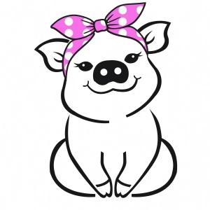 Cute Pig with Bandana SVG Cut Files Farm Animals SVG