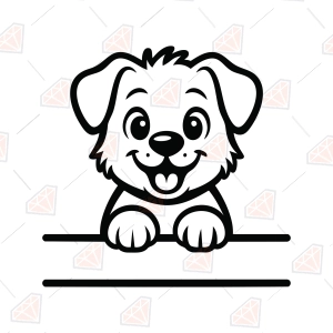 Cute Puppy SVG – Peeking Cartoon Dog Monogram Cut File