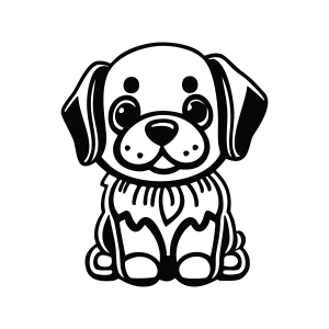 Cute Sitting Puppy Outline SVG, Cute Dog Outline Clipart Dog SVG
