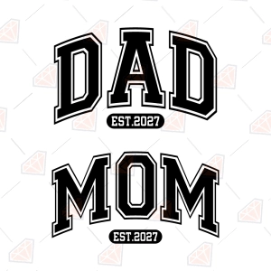 Dad and Mom Est 2027 SVG, Varsity New Parents Shirt SVG
