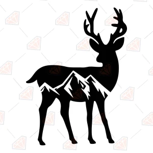 Mountain and Deer SVG, Deer Silhouette SVG Cut Files Wild & Jungle Animals SVG