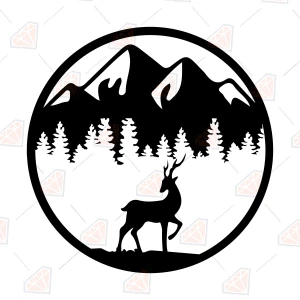 Deer Mountain SVG, Circle Mountain Silhouette SVG