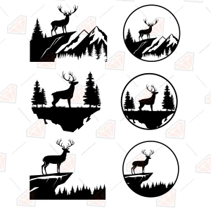 Deer SVG Bundle, Dear Silhouette in Nature