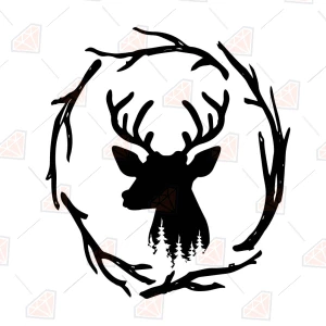 Deer Head SVG with Wreath Wild & Jungle Animals SVG
