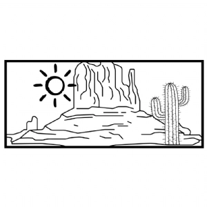 Desert Cactus SVG Vector File| Desert View with Cactus & Sun Cut Files Cactus SVG