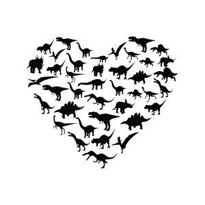 Dinosaur Heart SVG, Heart Made From Dinosaur Silhouettes SVG Heart SVG